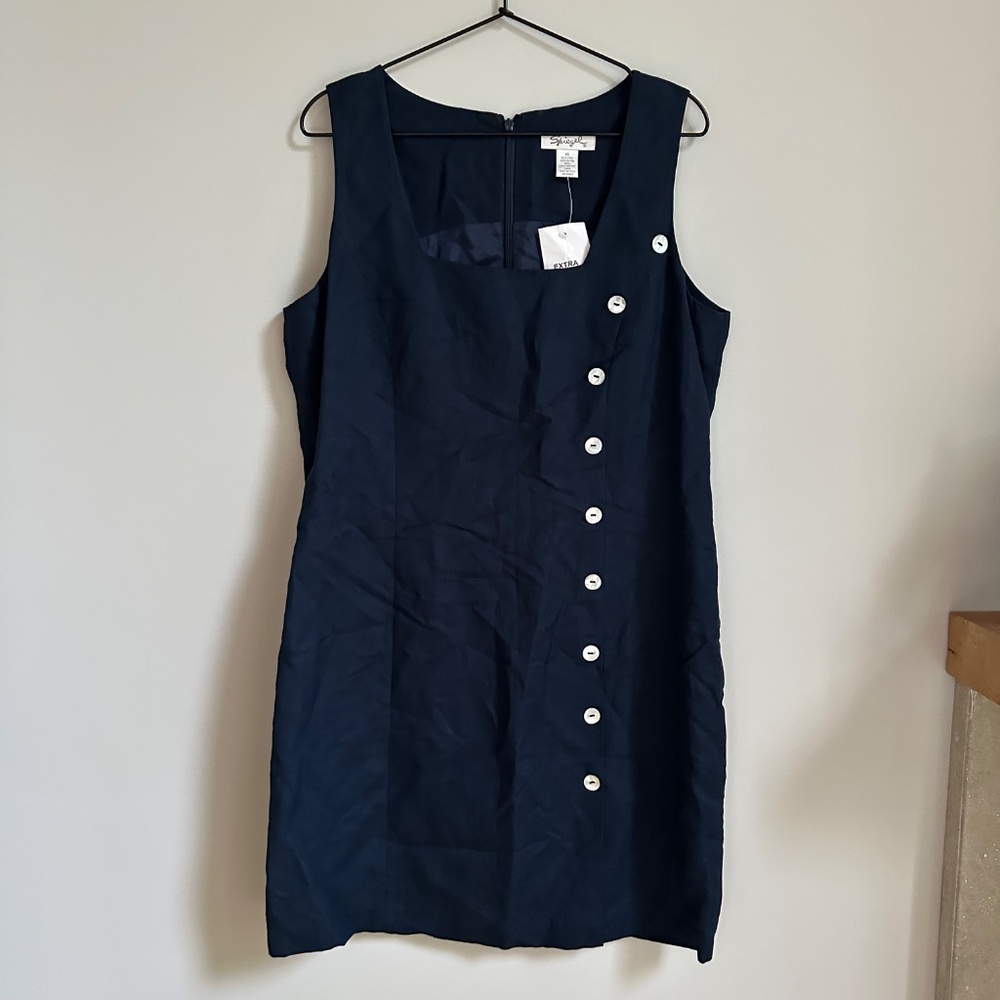 NWT Vintage Spiegel Linen Blend Mother of Pearl Button Dress